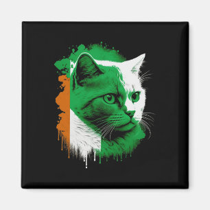 St. Patrick's Day Cat Irish Flag Ierland Mannen Vr Magneet