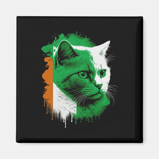 St. Patrick's Day Cat Irish Flag Ierland Mannen Vr Magneet (Voorkant)
