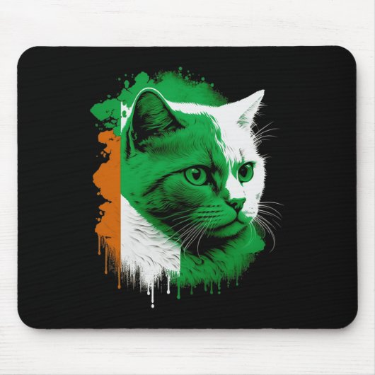 St. Patrick's Day Cat Irish Flag Ierland Mannen Vr Muismat (Voorkant)