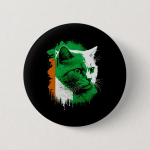 St. Patrick's Day Cat Irish Flag Ierland Mannen Vr Ronde Button 5,7 Cm
