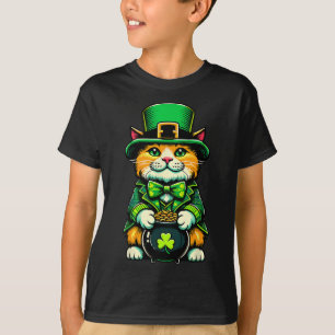 St Patrick's Day Cat Leprechaun Cat Irish Shamrock T-shirt