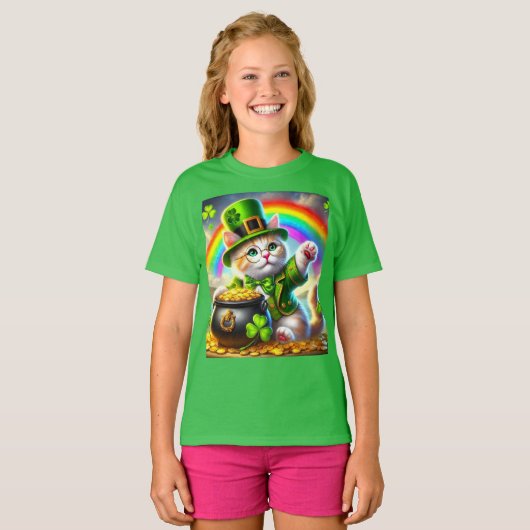 St Patrick's Day Cat Leprechaun Cat Lover T-shirt (Voorkant volledig)