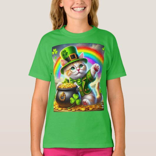 St Patrick's Day Cat Leprechaun Cat Lover T-shirt (Voorkant)