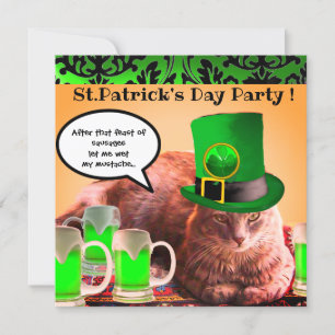 ST.PATRICK'S DAY CAT LEPRECHAUN PET IRISH BEER KAART