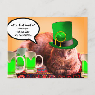 ST. PATRICK'S DAY CAT LEPRECHAUN PET IRISH BEERS BRIEFKAART