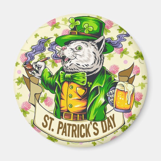 St. Patrick's Day Cat Magneet (Voorkant)