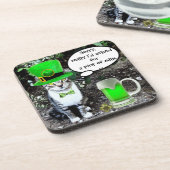 ST PATRICK'S DAY CAT MET GREEN IRISH BEER BIER ONDERZETTER (Linkerzijde)