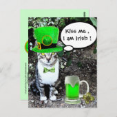 ST PATRICK'S DAY CAT MET GREEN IRISH BEER BRIEFKAART (Voorkant / Achterkant)