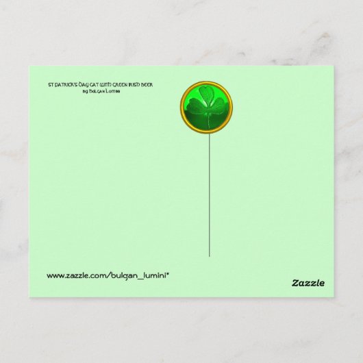 ST PATRICK'S DAY CAT MET GREEN IRISH BEER BRIEFKAART (Achterkant)