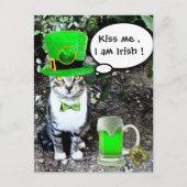 ST PATRICK'S DAY CAT MET GREEN IRISH BEER BRIEFKAART (Voorkant)