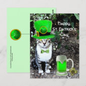 ST PATRICK'S DAY CAT MET GREEN IRISH BEER BRIEFKAART (Voorkant / Achterkant)