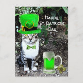 ST PATRICK'S DAY CAT MET GREEN IRISH BEER BRIEFKAART (Voorkant)