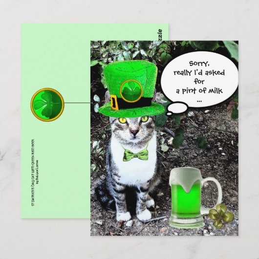 ST PATRICK'S DAY CAT MET GREEN IRISH BEER BRIEFKAART (Voorkant / Achterkant)