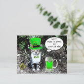 ST PATRICK'S DAY CAT MET GREEN IRISH BEER BRIEFKAART (Staand voorkant)