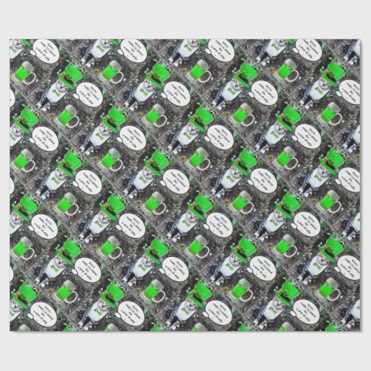 ST PATRICK'S DAY CAT MET GREEN IRISH BEER CADEAUPAPIER (Vlak)