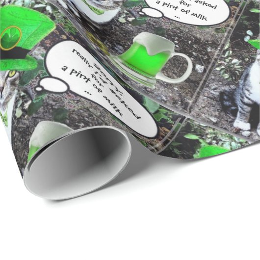 ST PATRICK'S DAY CAT MET GREEN IRISH BEER CADEAUPAPIER (Rol Hoek)