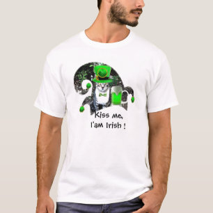 ST PATRICK'S DAY CAT MET GREEN IRISH BEER, ELF PET T-SHIRT