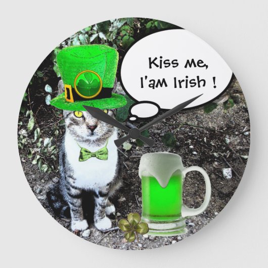 ST PATRICK'S DAY CAT MET GREEN IRISH BEER GROTE KLOK (Voorkant)
