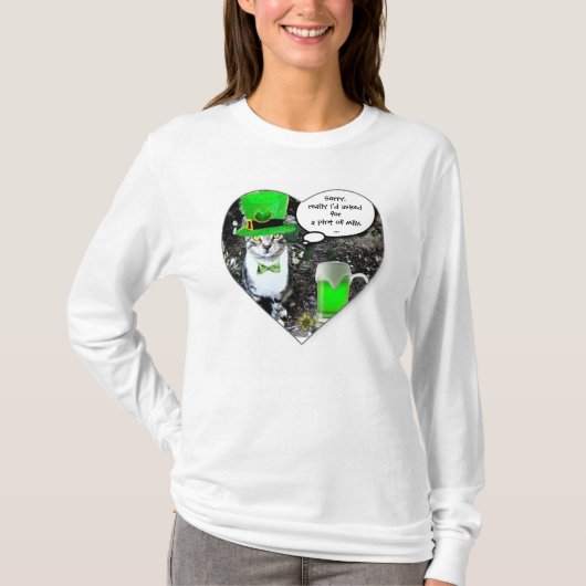 ST PATRICK'S DAY CAT MET GREEN IRISH BEER / HEART T-SHIRT (Voorkant)
