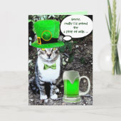 ST PATRICK'S DAY CAT MET GREEN IRISH BEER KAART (Voorkant)