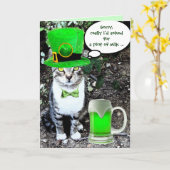 ST PATRICK'S DAY CAT MET GREEN IRISH BEER KAART (Gele Bloem)