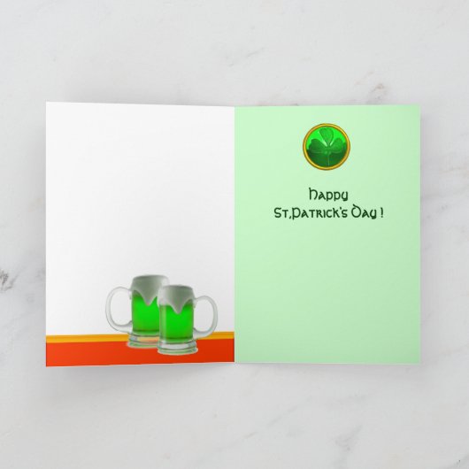 ST PATRICK'S DAY CAT MET GREEN IRISH BEER KAART (Binnen)