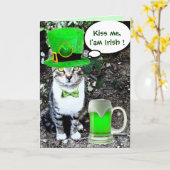 ST PATRICK'S DAY CAT MET GREEN IRISH BEER KAART (Gele Bloem)