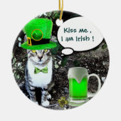 ST PATRICK'S DAY CAT MET GREEN IRISH BEER KERAMISCH ORNAMENT (Voorkant)