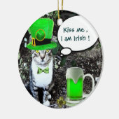 ST PATRICK'S DAY CAT MET GREEN IRISH BEER KERAMISCH ORNAMENT (Links)