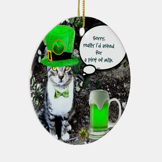ST PATRICK'S DAY CAT MET GREEN IRISH BEER KERAMISCH ORNAMENT (Rechts)
