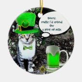 ST PATRICK'S DAY CAT MET GREEN IRISH BEER KERAMISCH ORNAMENT (Voorkant)