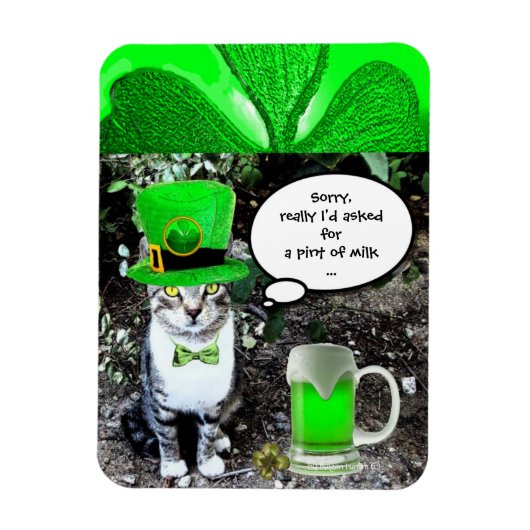 ST PATRICK'S DAY CAT MET GREEN IRISH BEER MAGNEET (Verticaal)