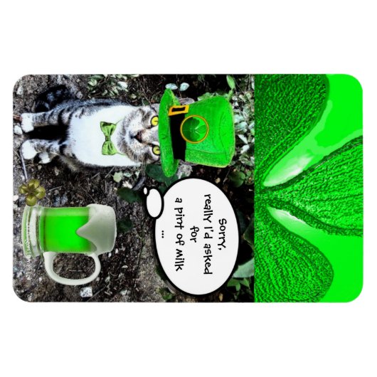 ST PATRICK'S DAY CAT MET GREEN IRISH BEER MAGNEET (Horizontaal)