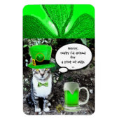 ST PATRICK'S DAY CAT MET GREEN IRISH BEER MAGNEET (Verticaal)