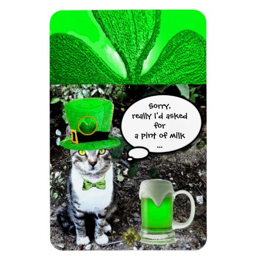 ST PATRICK'S DAY CAT MET GREEN IRISH BEER MAGNEET (Verticaal)