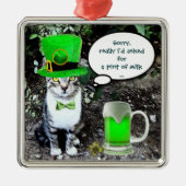ST PATRICK'S DAY CAT MET GREEN IRISH BEER METALEN ORNAMENT (Voorkant)