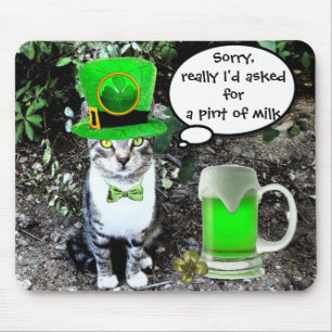 ST PATRICK'S DAY CAT MET GREEN IRISH BEER MUISMAT