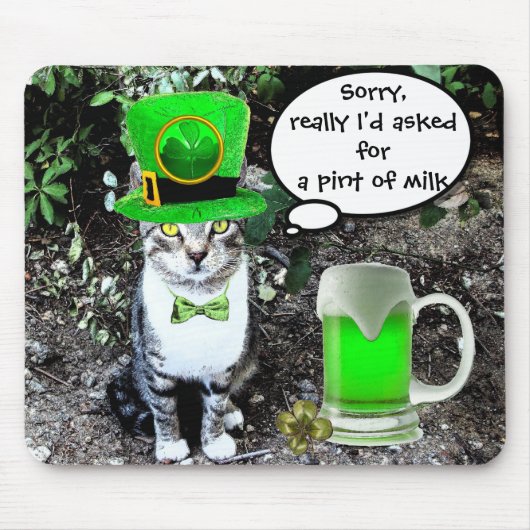 ST PATRICK'S DAY CAT MET GREEN IRISH BEER MUISMAT (Voorkant)