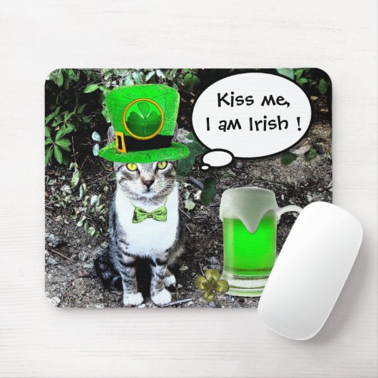 ST PATRICK'S DAY CAT MET GREEN IRISH BEER MUISMAT (Met muis)