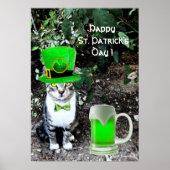 ST PATRICK'S DAY CAT MET GREEN IRISH BEER POSTER (Voorkant)