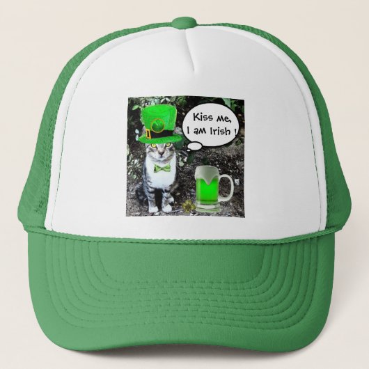 ST PATRICK'S DAY CAT MET GREEN IRISH BEER TRUCKER PET (Voorkant)
