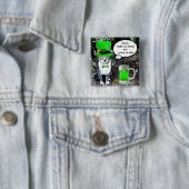 ST PATRICK'S DAY CAT MET GREEN IRISH BEER VIERKANTE BUTTON 5,1 CM (In situ)