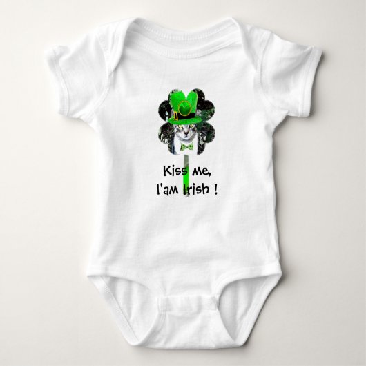 ST PATRICK'S DAY CAT MET GROENE KLEUR ROMPER (Voorkant)