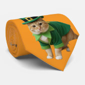 St Patrick's Day Cat Orange  Stropdas (Opgerold)