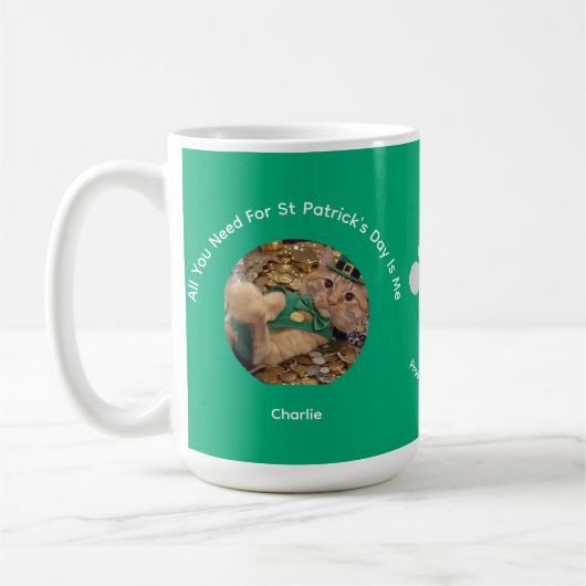 St Patrick's Day Cat Photo Specialty Mug Koffiemok (Links)