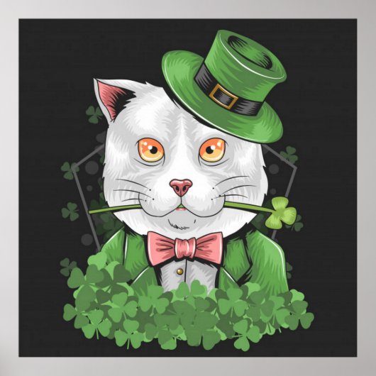 St. Patrick's Day Cat Roking a Pipe Poster (Voorkant)