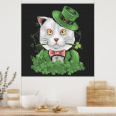 St. Patrick's Day Cat Roking a Pipe Poster (Keuken)
