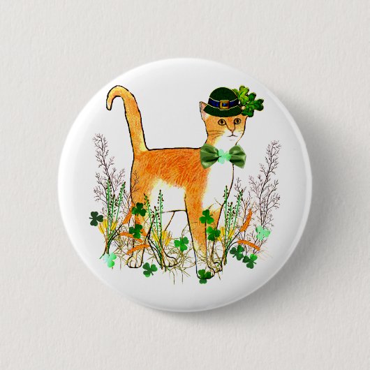St. Patrick's Day Cat Ronde Button 5,7 Cm (Voorkant)