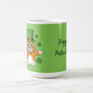St Patrick's Day Cat Shamrocks Cartoon   Tekst toe Koffiemok