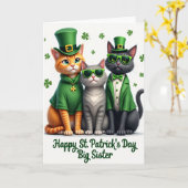 St Patricks Day Cats Big Sister Card Kaart (Gele Bloem)